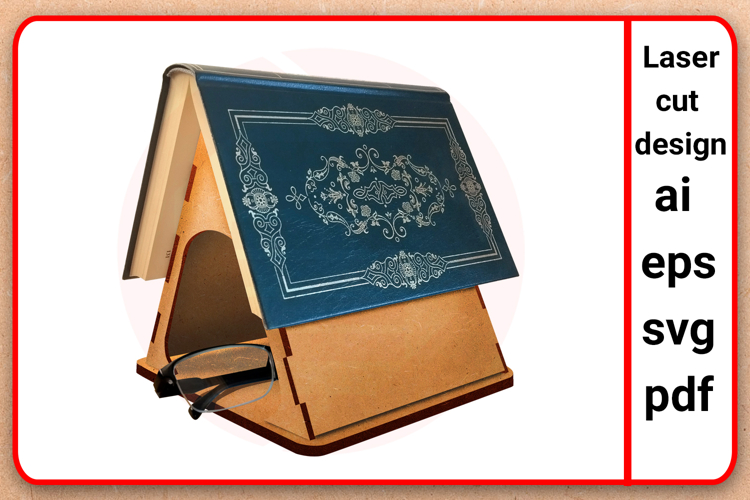 Laser cut Book rest holder SVG template digital download example image 1