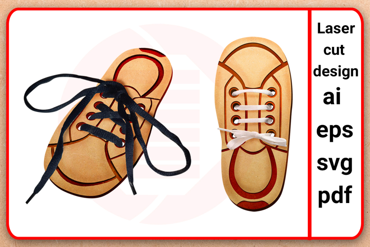 Laser cut Shoe for learn tie lacing Glowforge SVG DIY crafts example image 1