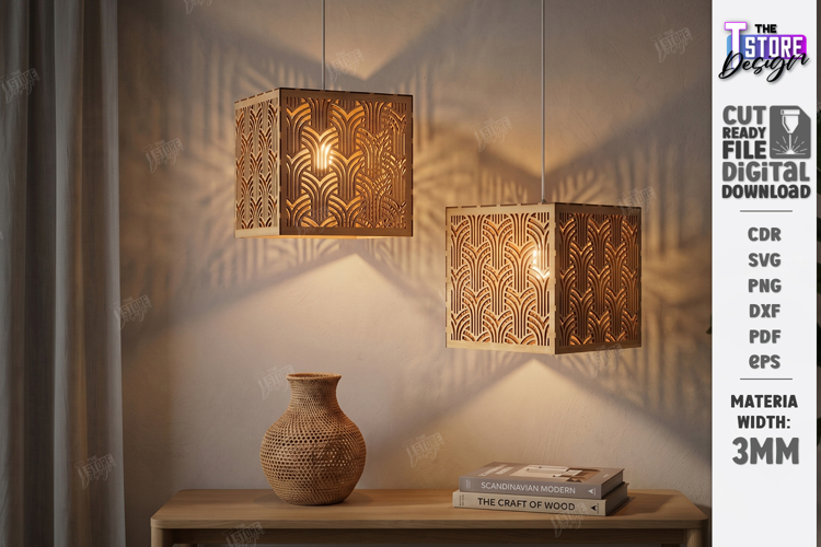 Wooden Pendant Light Shade Laser Cut | Home Decor | Pattern example image 1