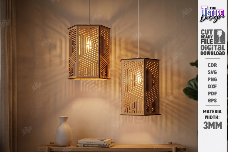 Wooden Pendant Light Shade Laser Cut | Home Decor | Pattern example image 1