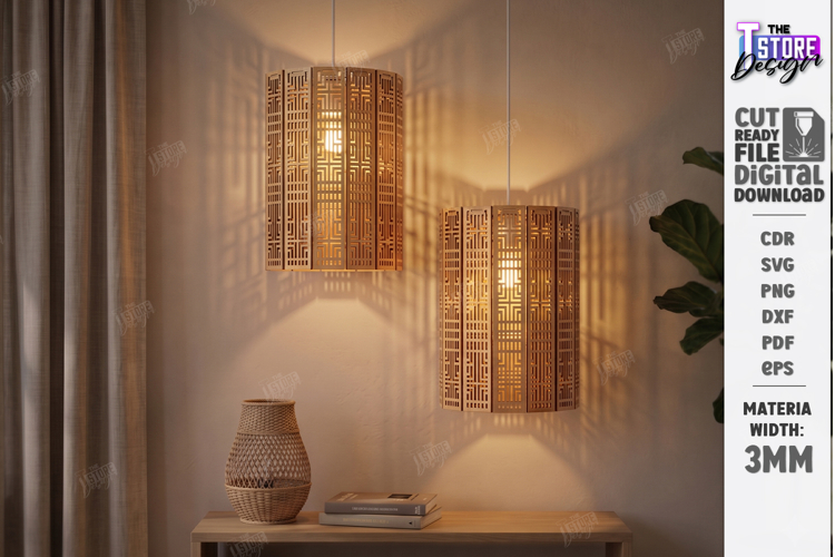 Wooden Pendant Light Shade Laser Cut | Home Decor | Pattern
