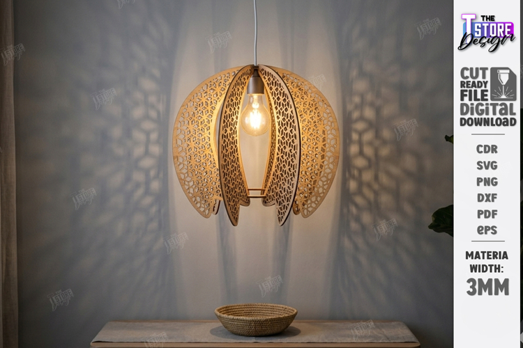Wooden Pendant Light Shade Laser Cut | Home Decor | Pattern