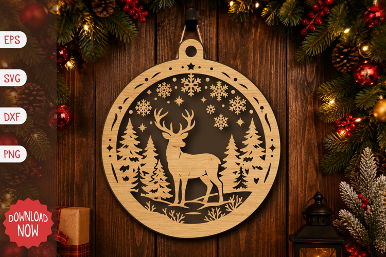Reindeer Christmas Ornament SVG