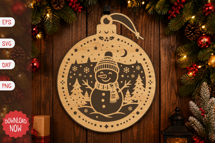 Christmas Snowman Ornament SVG