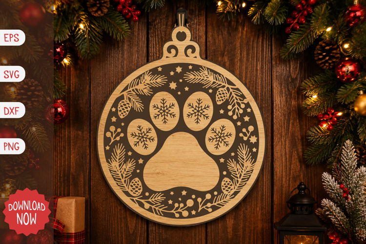Dog Paw Christmas Ornament SVG