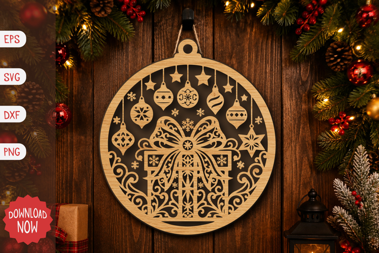 Reindeer Gift Ornament SVG