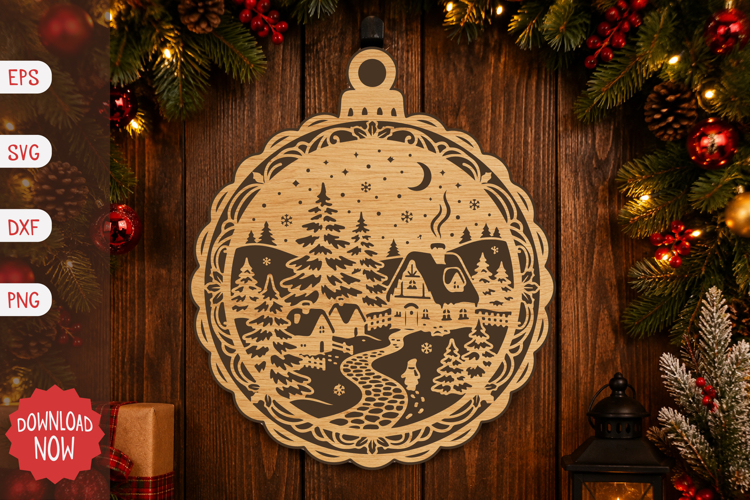 Christmas Village Ornament SVG