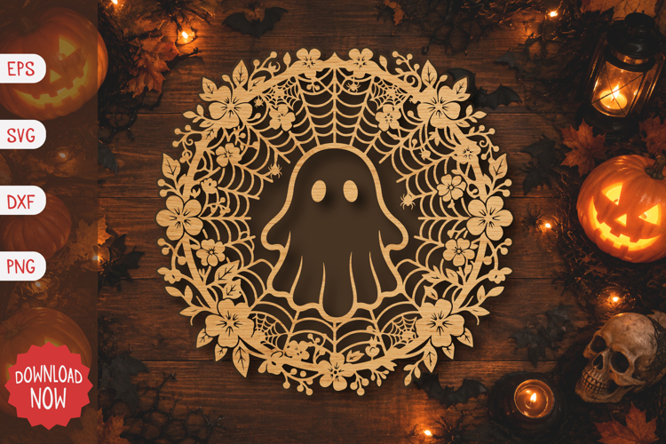 Spiderweb Flower Ghost SVG