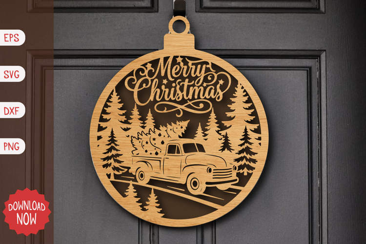 Merry Christmas Pickup Ornament SVG