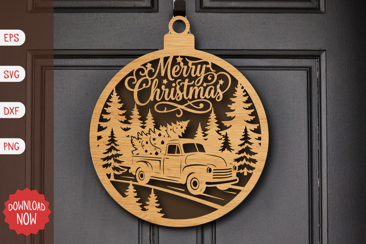 Merry Christmas Pickup Ornament SVG