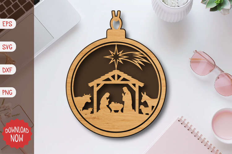 Nativity Scene Ornament SVG example image 1