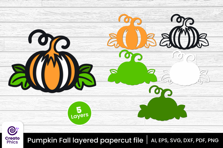 3D layered pumpkin papercut SVG | Fall laser cut crafting