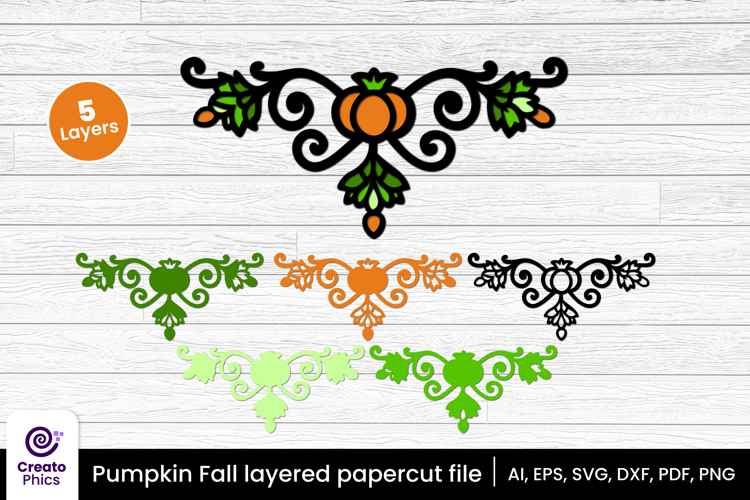 3D layered pumpkin papercut SVG | Fall laser cut crafting