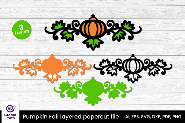 3D layered pumpkin papercut SVG | Fall laser cut crafting