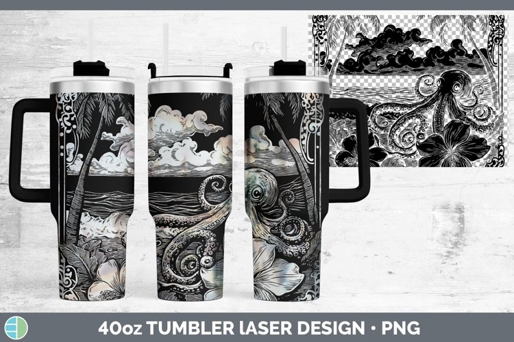 Laser Sea Octopus Laser 40oz Tumbler Sublimation Tumbler Des