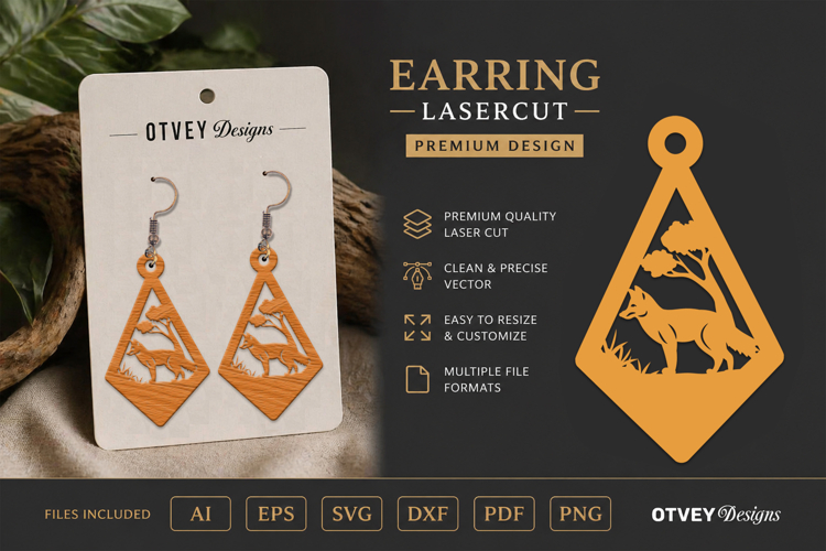 Lasercut Wooden Earrings Forest Animals