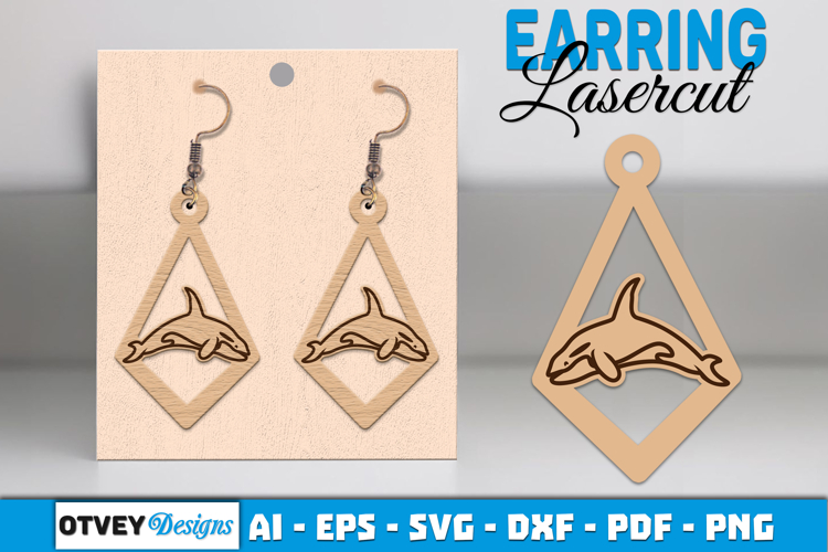 Lasercut Wooden Earrings Sea Animals