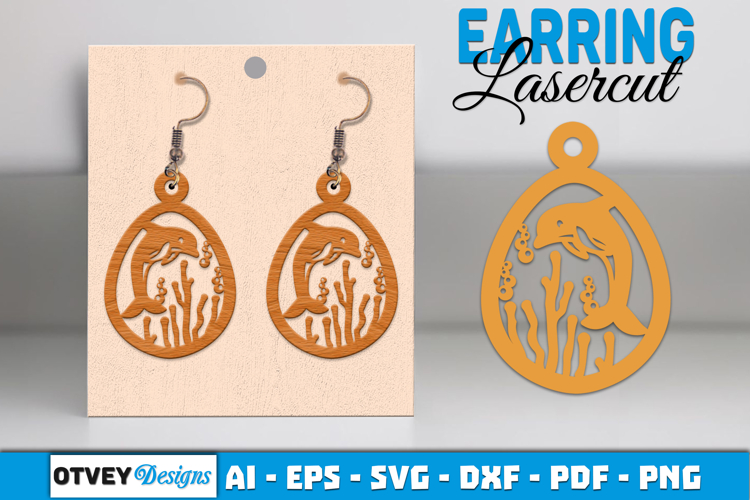 Lasercut Wooden Earrings Sea Animals