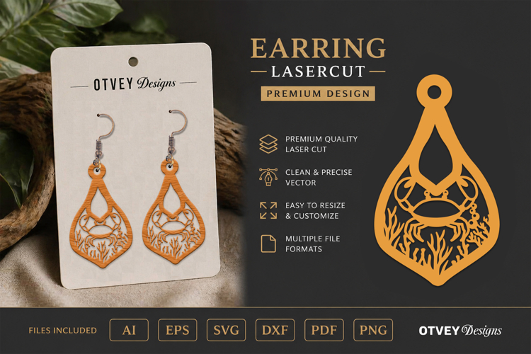 Lasercut Wooden Earrings Sea Animals