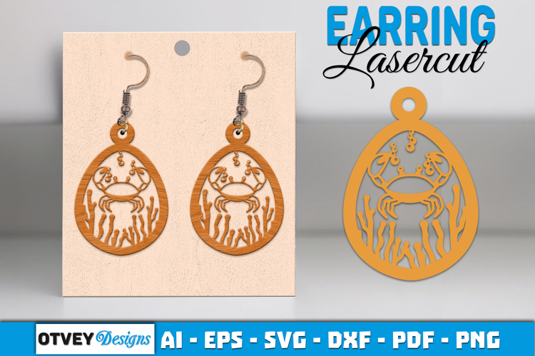 Lasercut Wooden Earrings Sea Animals