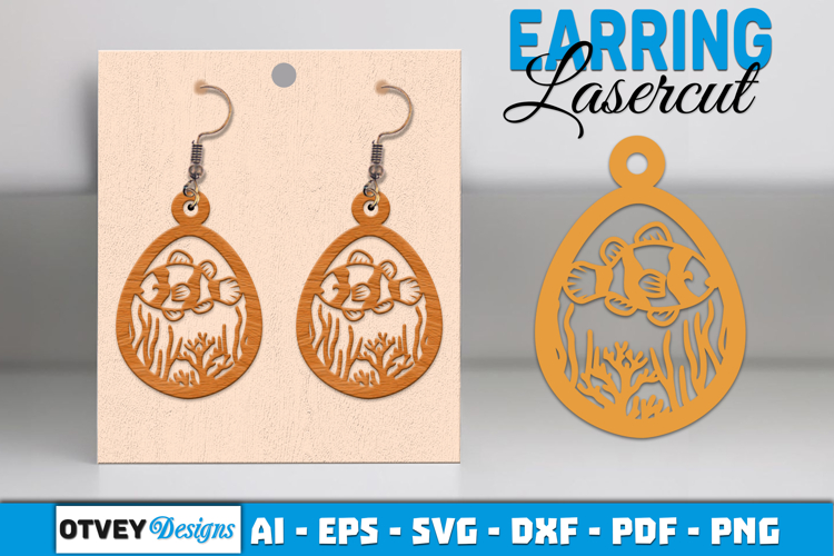 Lasercut Wooden Earrings Sea Animals