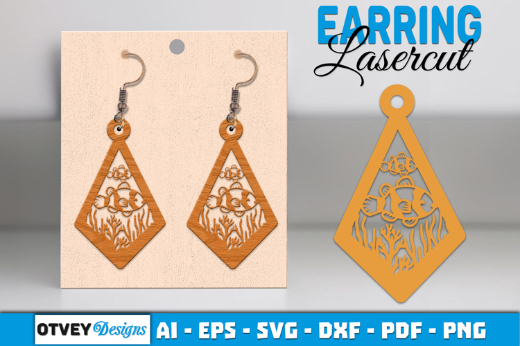 Lasercut Wooden Earrings Sea Animals