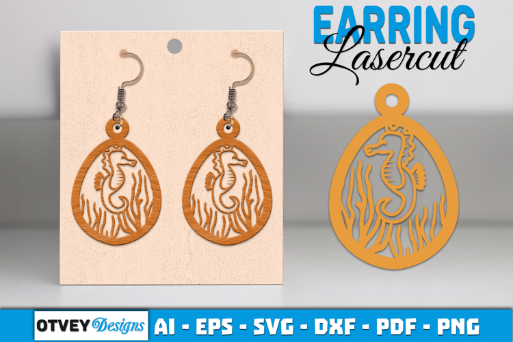 Lasercut Wooden Earrings Sea Animals