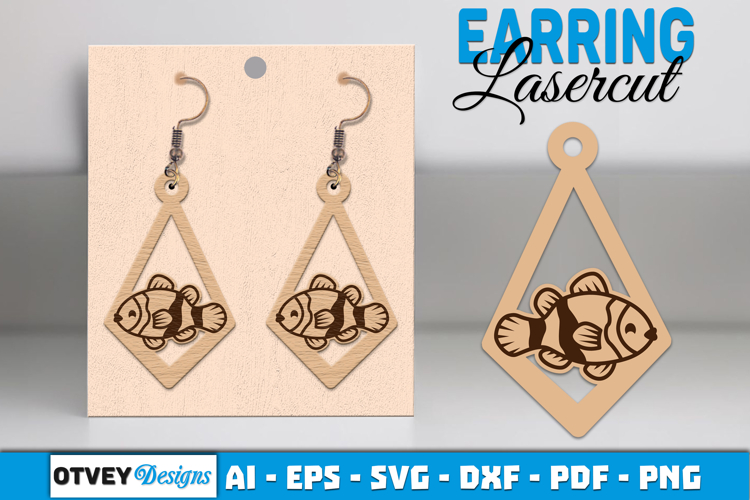 Lasercut Wooden Earrings Sea Animals