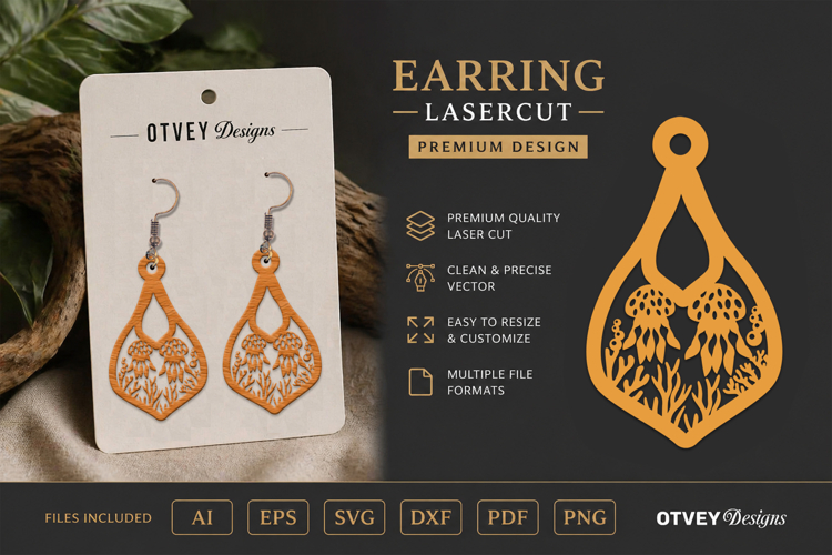 Lasercut Wooden Earrings Sea Animals