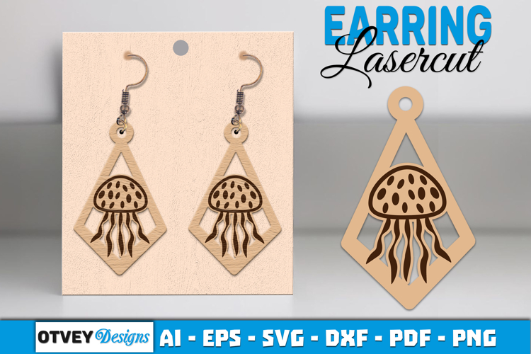 Lasercut Wooden Earrings Sea Animals