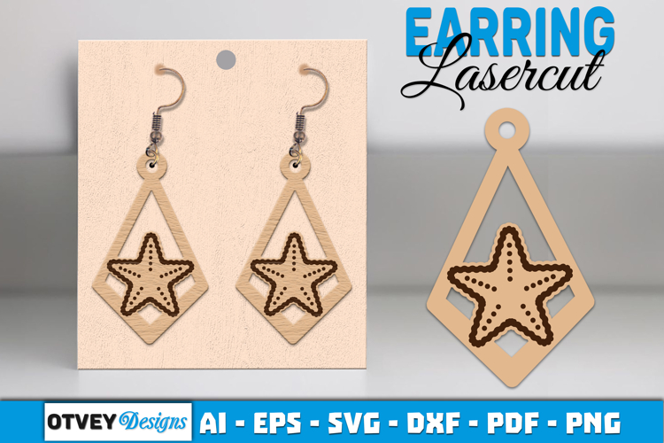 Lasercut Wooden Earrings Sea Animals