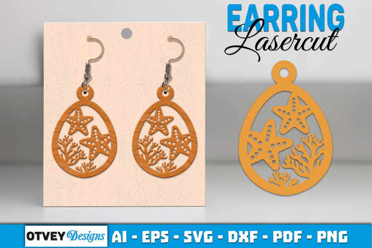 Lasercut Wooden Earrings Sea Animals