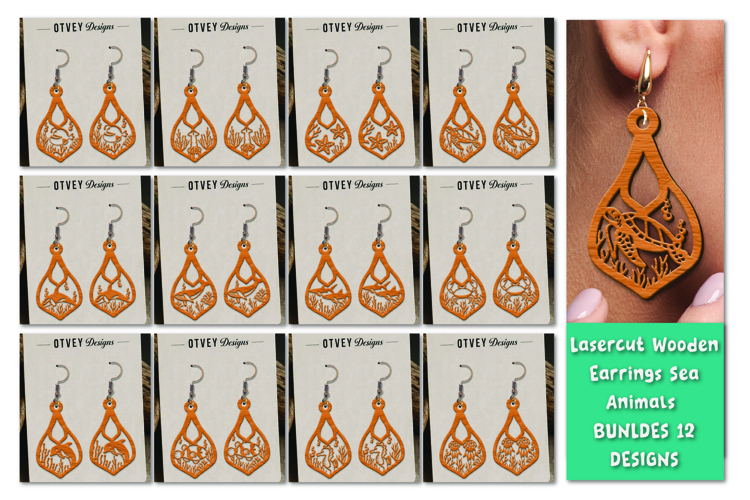 Lasercut Wooden Earrings Sea Animals BUNDLES