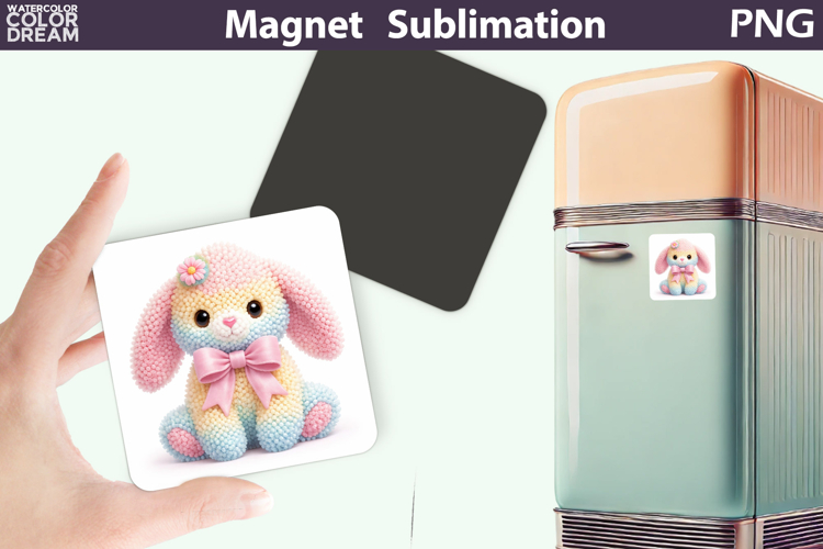 Rainbow Easter Bunny Magnet Sublimation | Spring PNG