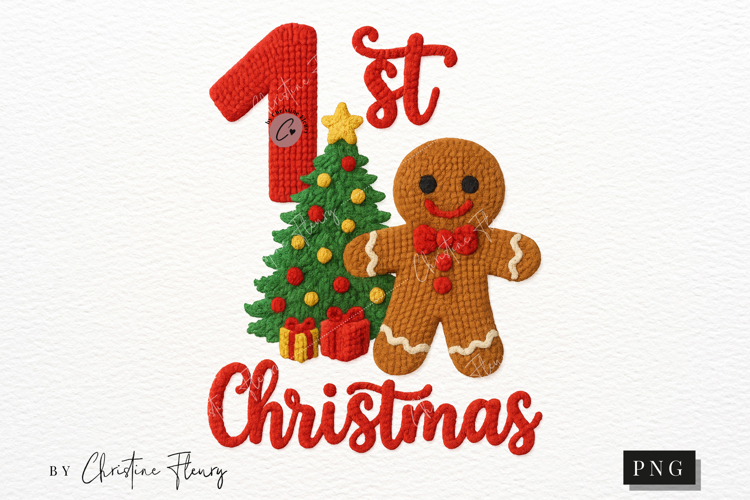 Red Latch Hook First Christmas PNG