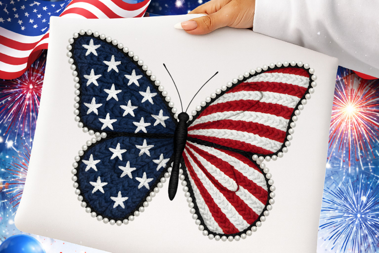 Latch Hook Pearl Patriotic Butterfly