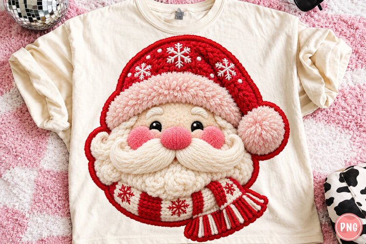 Latch Hook Santa Christmas PNG | Cozy Yarn Crochet Holiday example image 1