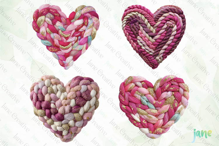 Latch Hook Yarn Crochet Hearts PNG