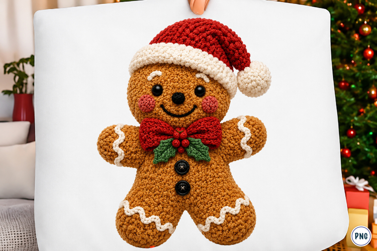 Latch Hook Yarn Crochet Gingerbread Man PNG