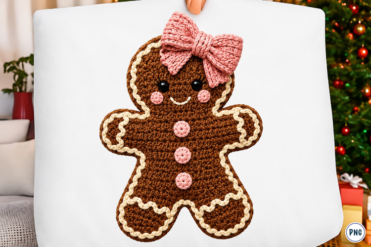 Latch Hook Yarn Faux Gingerbread Girl PNG