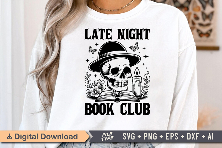 Late Night Book Club SVG, Book Lover SVG, Reading SVG