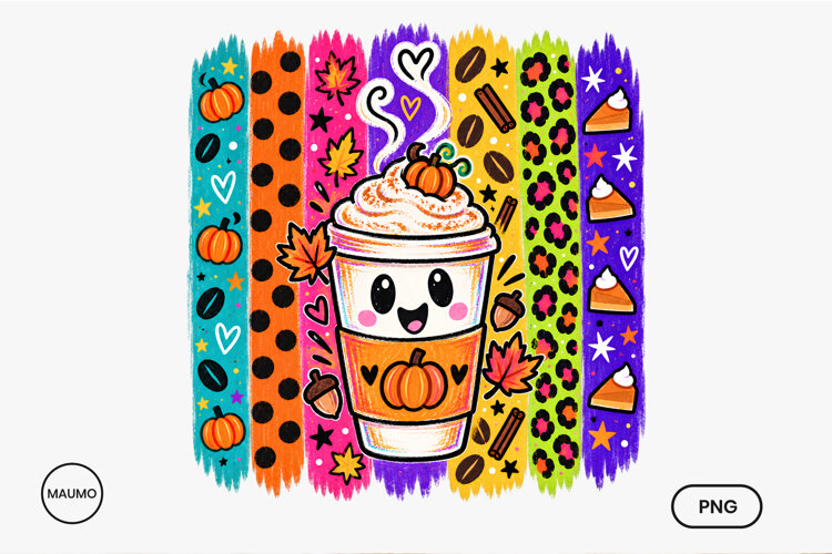 Cute Colorful Pumpkin Spice Latte Design example image 1