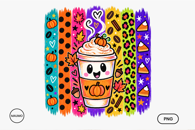 Cute Colorful Pumpkin Spice Latte Design