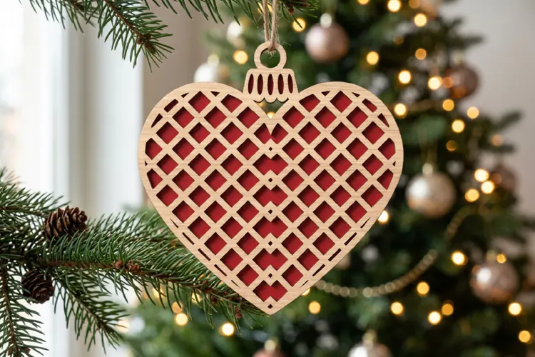 Lattice Heart Christmas Ornament SVG Cut File