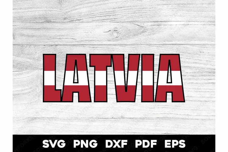 Latvia Country Flag Name Design SVG PNG DXF EPS PDF