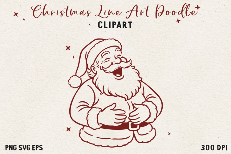 Santa Claus SVG PNG EPS, Vintage Red Line Christmas clipart.