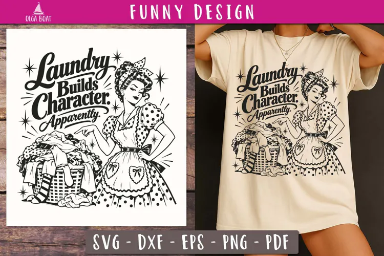 Laundry Builds Character Funny SVG PNG design
