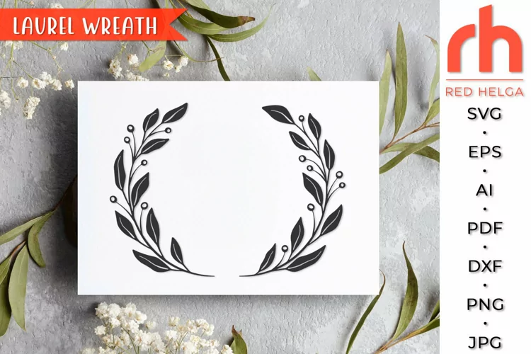 Laurel Wreath SVG, Leaves Frame Cut File, Branch Monogram