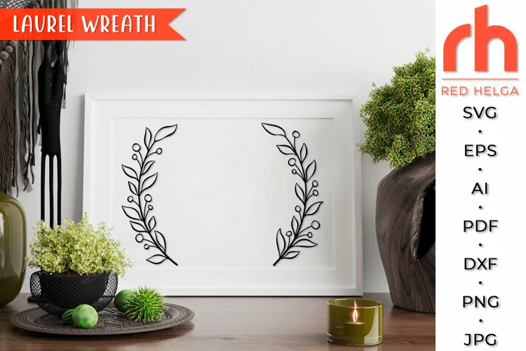 Laurel Wreath SVG, Leaves Frame Cut File, Branch Border DXF