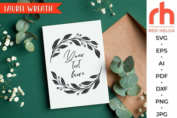 Laurel Wreath SVG, Leaves Frame Cut File, Branch Border DXF